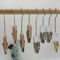 Solid wood adhesive hook clip clothing store hanging hat transparent decorative clip rotating original wooden single display clip scarf clip