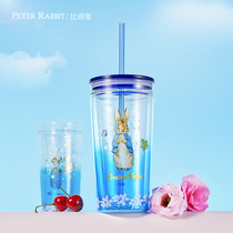 (The same style as the star)British BYD Rabbit glass straw cup large capacity starlight double-layer goddess water cup with lid