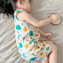 Summer baby pajamas baby loungewear jumpsuit cotton gauze children sleeveless nightgown little boy girl nightdress