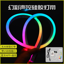  USB highlight spotless symphony voice-activated silicone soft light strip 5V flexible line Neon led horse racing color-changing light strip