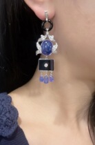(10 25)(antique collector) 19 50 s 18k platinum diamond tanzanite earrings