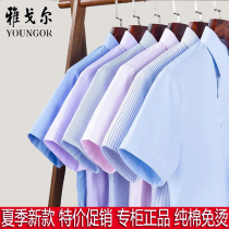 Youngor shirt mens short sleeve summer mens loose high-end mulberry silk non-iron shirt thin special discount clearance