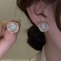 2023 new trendy niche design pearl earrings 925 sterling silver needle high-end sense diamond-studded mermaid bead earrings