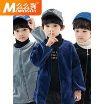 Childrens foreign clothes boys autumn and winter apron Crystal velvet plus velvet thick coat down jacket can be worn outside