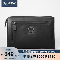 Kinley to leather fashion Lion Metal Logo Hand Bag Headlayer Bull Leather Business Mens Envelope Handout Bag]