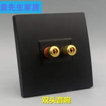 Black double-head audio panel switch socket one speaker horn line wall panel terminal switch panel