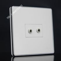 Silver edge welding-free 86 type 3 5 earphone audio socket panel double hole 3 5 earphone socket wall socket
