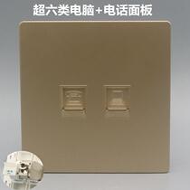 Champagne Gold 86 Super Class 6 Network with Voice Phone Line Socket Shielded Gigabit Computer Phone Port Panel