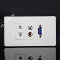 Silver side 120 type two-hole power audio VGA-Free Socket Panel Two-plug double-hole audio VGA
