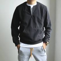 Autumn and winter thick sweater mens double-sided velvet solid color wild casual kangaroo bag youth pullover
