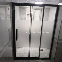 Three-door linkage toilet toilet bathroom dry and wet separation bathroom partition tempered glass one-shaped shower room sliding door