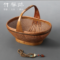 Bamboo Zen trace) lacquered bamboo basket bamboo basket fruit bamboo basket retro court food box basket tea set storage box
