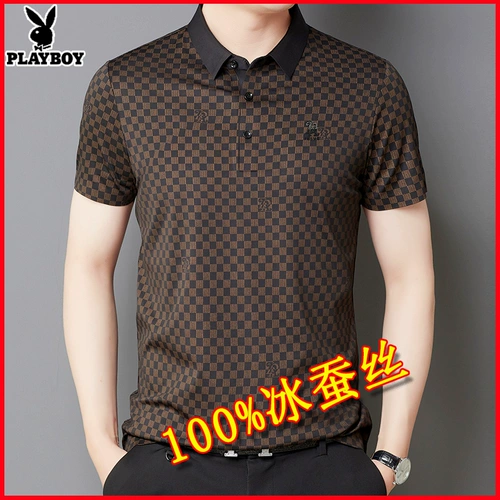 Playboy, летняя футболка polo, мужская элитная шелковая рубашка