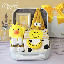 Baby gift box spring and autumn winter plus velvet thick suitcase gift full moon one year old Hundred Days baby cotton clothes set