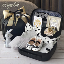 Baby high-end gift box little Princess black gold dress polo set cotton full moon 100 days baby gift