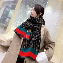 Tide brand scarf female winter Korean version of versatile double-sided solid color shawl fashion long thick warm collar