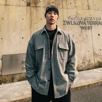 Haringo STUDIO2021 Autumn Winter High Street retro corduroy loose shirt mens coat oversize tooling