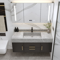  Rock board integrated modern simple light luxury bathroom cabinet combination Face wash basin Wash countertop basin bathroom set