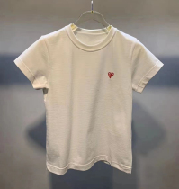 King aw21 spring and summer new loose round neck cotton top heart-shaped embroidery wild white short-sleeved T-shirt women