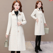 Mink velvet coat fur integrated 2021 Winter new womens long high-end mother woolen woolen coat