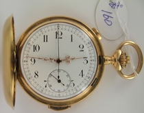 18K second question with horse needle gold stuffy shell Light Sleeve pocket watch (antique clock family)
