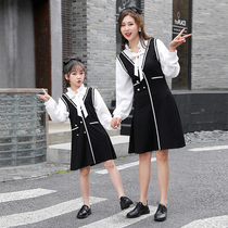  Mother and daughter long-sleeved dress 2021 new trendy girls autumn dress skirt western style small fragrance special parent-child dress