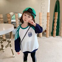 Girls Sweats Spring and Autumn 2021 New Childrens Baby Korean Long Sleeve T-shirt Little Girl Gang Autumn Clothes