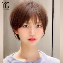  Japanese short hair wig female simulation bobble hand-woven needle natural full headgear Real hair handsome short hair set