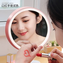 led makeup mirror female with lamp to fill light student dormitory desktop desktop vanity mirror folding portable small mirror