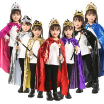 1 Lin Fang 120g Halloween King Costume Princess Dress Up cloak scepter Crown children red cloak