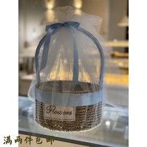 Full Moon with hand ceremony straw fruit empty basket return Rattan woven flower arrangement packaging wedding practical hand woven flower basket