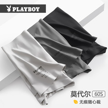 Playboy ice silk underwear mens summer thin Modell incognito boxers slits boys boxer shorts head