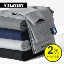 Flower Playboy Pure Cotton Autumn Pants Men Thin tight fit Bottom Lining Pants Warm Winter Full Cotton Wool Wire Pants Tide Big