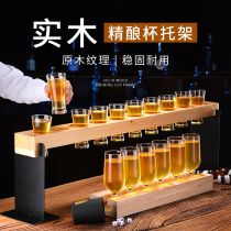 Craft beer mug commercial wooden cup holder set Net Red Tavern glass goblet bar clear bar draft beer cup holder