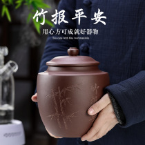 Yixing purple sand tea cans retro one Jin ceramic Puer tea tank waking tea tank storage tank household sealed tea cans