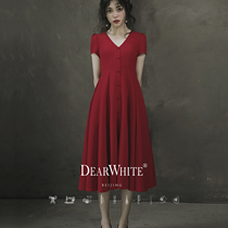 Dear White Crimson spring clothing 2021 New fried street dress temperament waist thin goddess Fan
