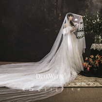 Dear White cloud Frost plain yarn wedding wedding dress Korean super long bridal plain headgear head yarn