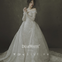 Dear White Twin Mirror bride two wear main wedding dress 2021 new dress shoulder fish tail big tail