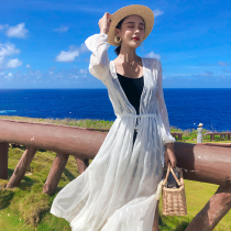 Sanya beach resort lace coat sunscreen long super fairy with dress thin white cardigan thin