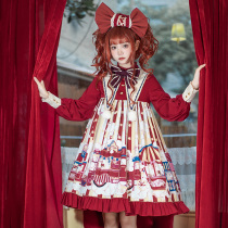 Gold popcorn op cat lolita original cute Christmas lolita cut for long sleeve dress