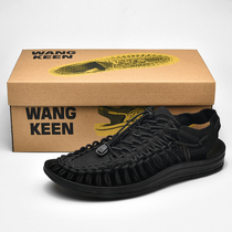  WANG KEEN sandals womens summer 2021 new baotou soft-soled beach shoes hole woven couple casual shoes