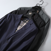 Spring and autumn thin casual clothes single western jacket personalized custom silky fabric checkered suit mens business casual suit