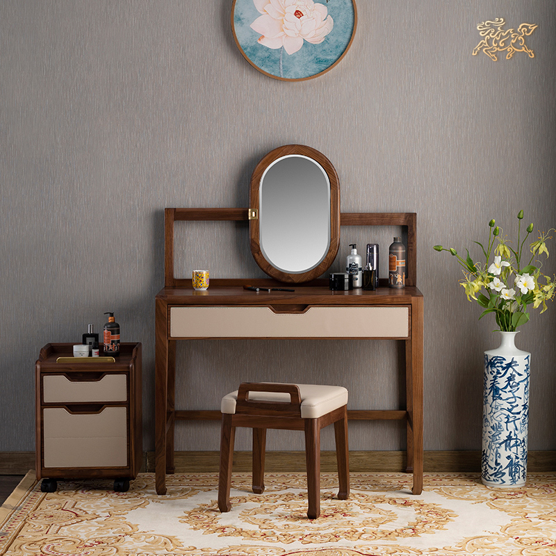 Copper Master Copper Wood Doctrine Jinyun Tiancheng dressing table, dressing chair, dressing box, bedroom solid wood furniture