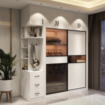 Glass sliding door wardrobe Household simple modern economical sliding sliding door Overall bedroom assembly light luxury wardrobe