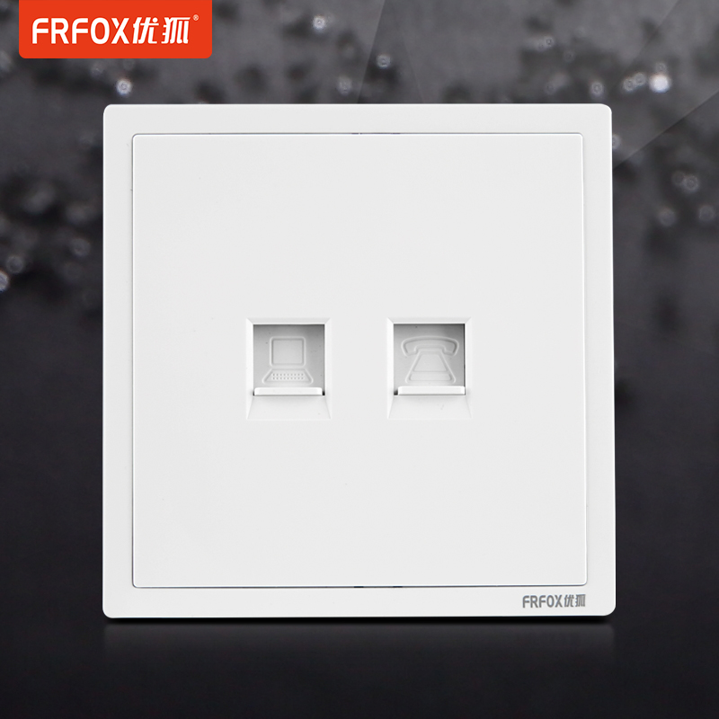 Excellent Fox Switch Socket 5XC Flat White Computer Phone Socket Panel Type 86 Concealed Wall Switch Panel