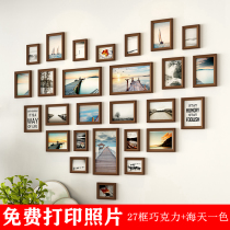 Love heart-shaped photo wall decoration solid wood photo frame combination hanging wall-free childrens treasure Photo Wall Company cultural wall