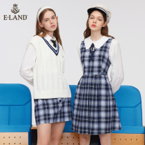 ELAND Clothes Love Spring 2022 New Academic Style Contrast Color V-Neck Stereo Stranded Keji Vest Vest Woman