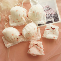 Japanese sweet rimless girl bra set comfortable lace Cute thin cup Womens thin underwear underwear