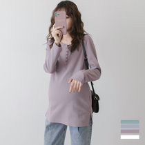 Pregnancy Woman Dress Spring Autumn style jacket with long section 100 lap pure color undershirt Long sleeves Pregnant Woman Spring Dress T-shirt Multicolored Optional
