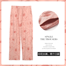 Cute Cartoon Long Pants Sleeping Pants Woman Spring Autumn Season Pure Cotton Gats Plus Size Slim all-cotton Leisure loose Easy Home Pants